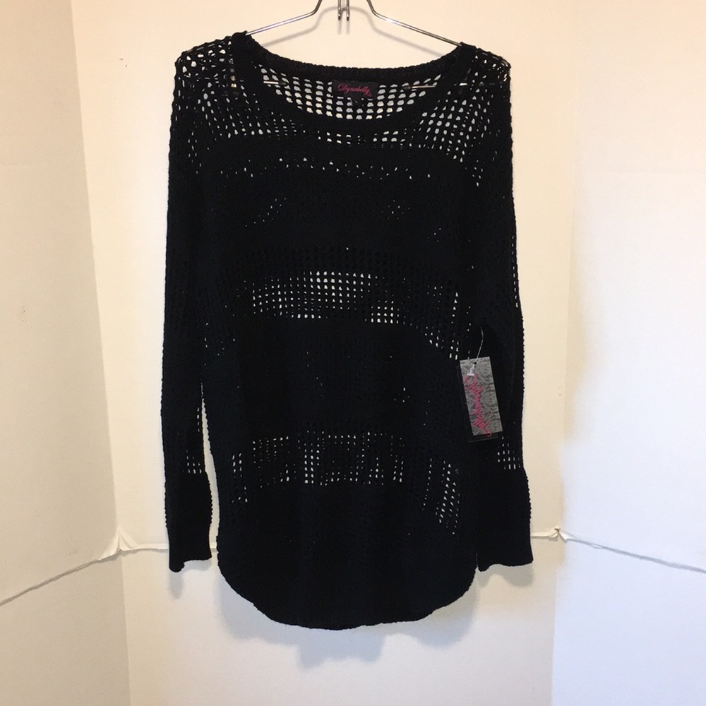DYNABELLY LONG LENGHTH SEE THRU SWEATER SIZE L.